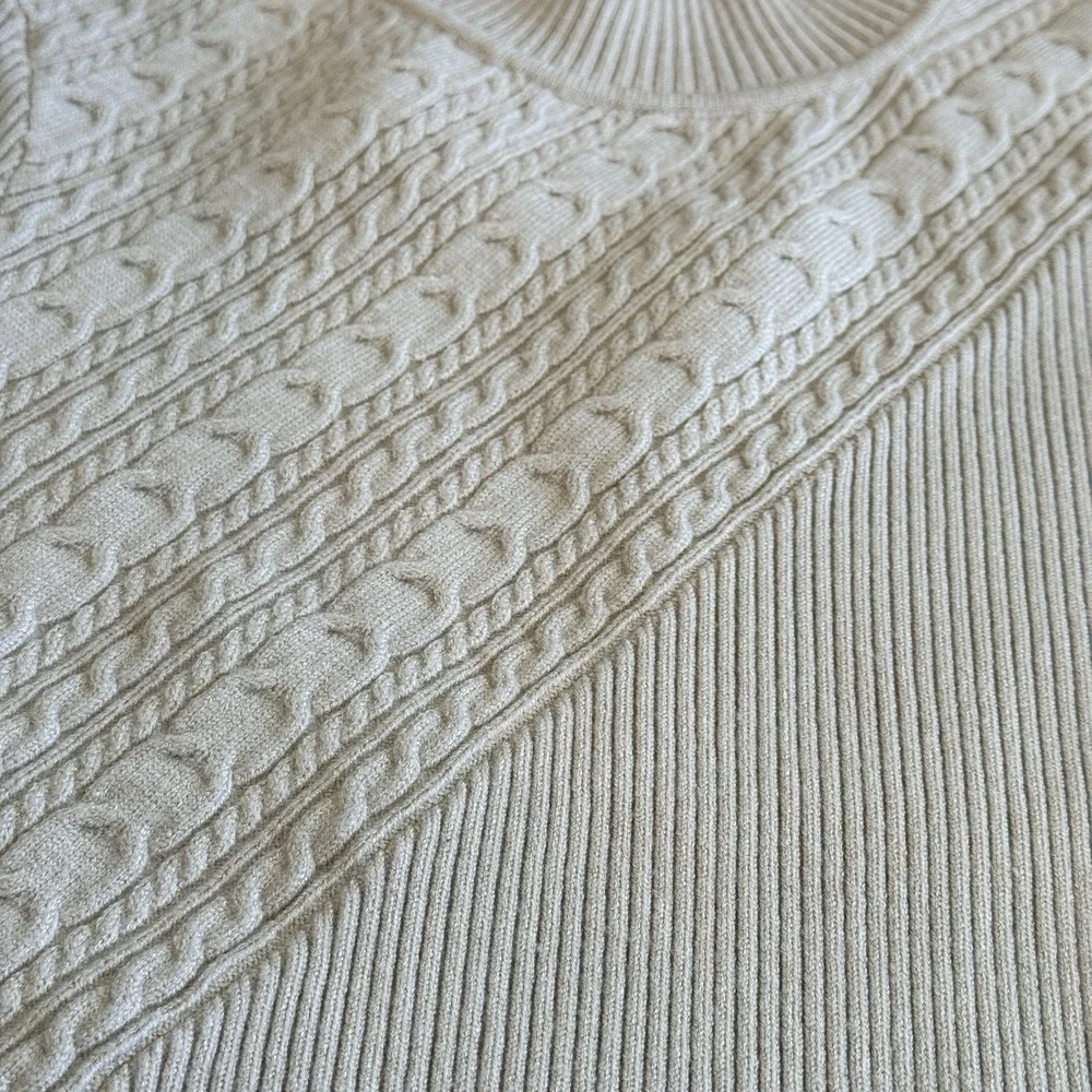 Lulus‎ Curated Forecast Sweater Top XS Beige Ribbed Mock Neck Stretch